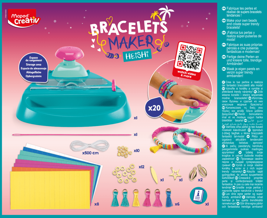 Maped CREATIV Braccialetto Maker Refill – Ricarica Per Heishi Maker Con 8 Fogli EVA, Ciondoli E Perline, Crea 20 Braccialetti Unici, Dai 6 Anni, Multicolore